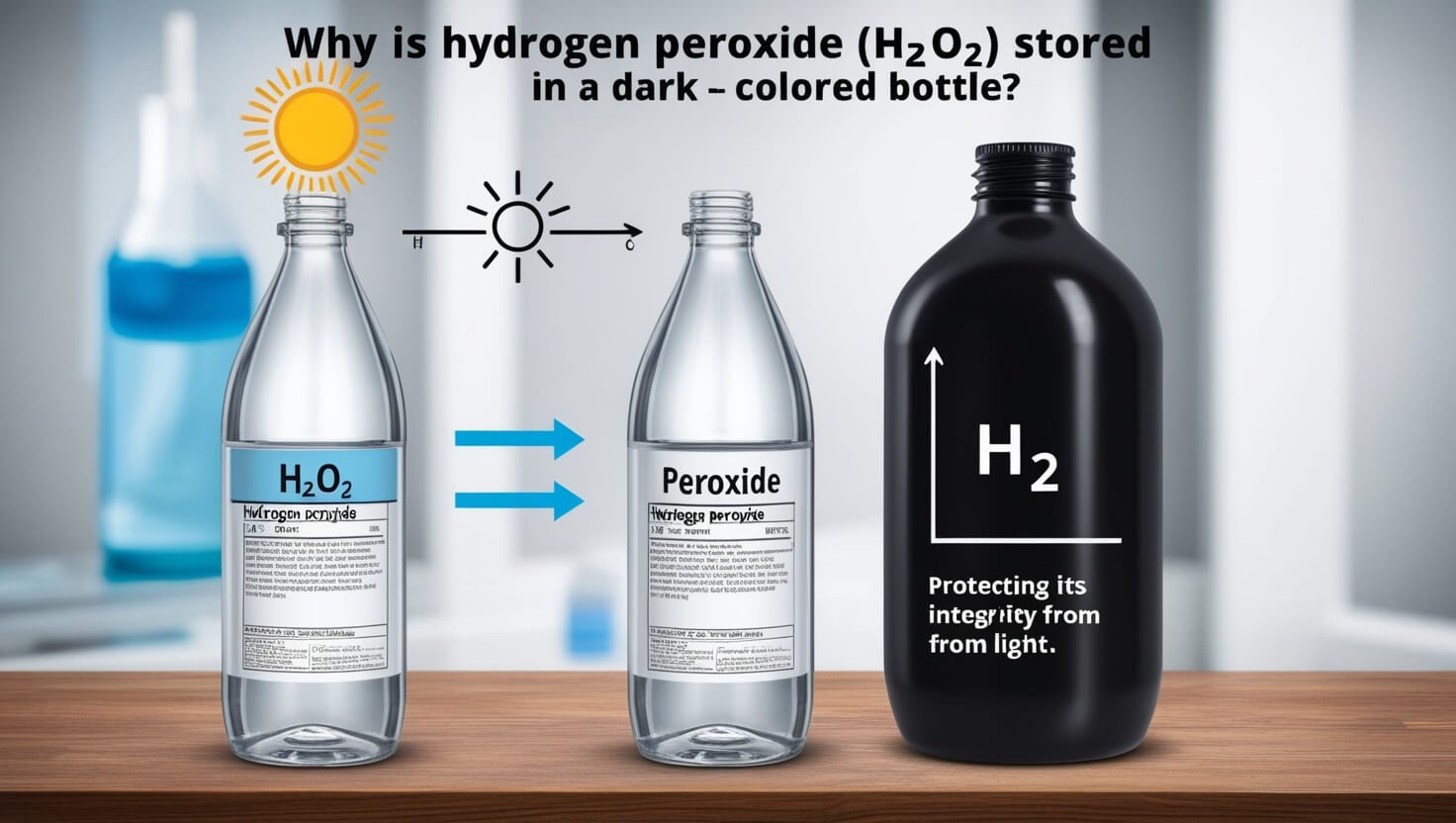 Why is Hydrogen Peroxide (H2O2) Stored in a Dark Colored Bottle?